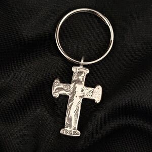 Rare Silver Half Dollar 1942 Cross Keychain